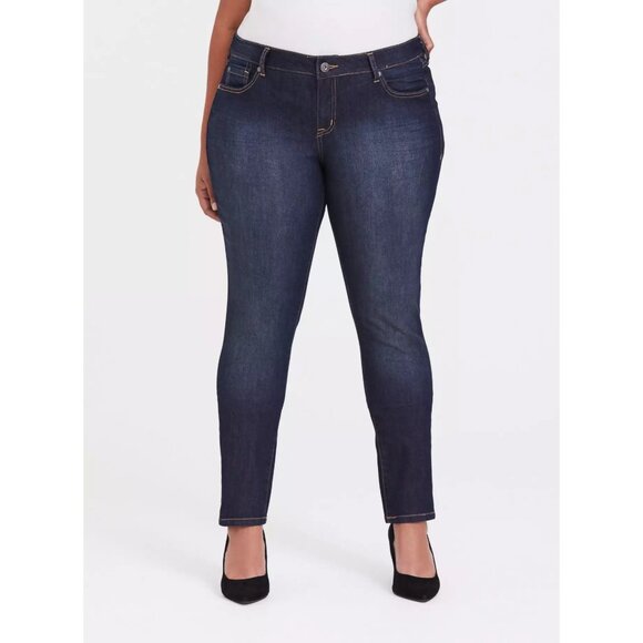 Torrid Jeans Womens 14 Regular Curvy Super Stretch Skinny High‎ Rise Blue Casual - Picture 14 of 16